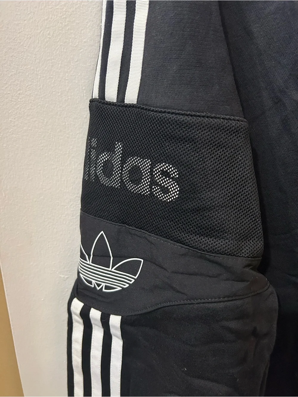 adidas Black Crewneck Sweatshirt with White Three-Stripes